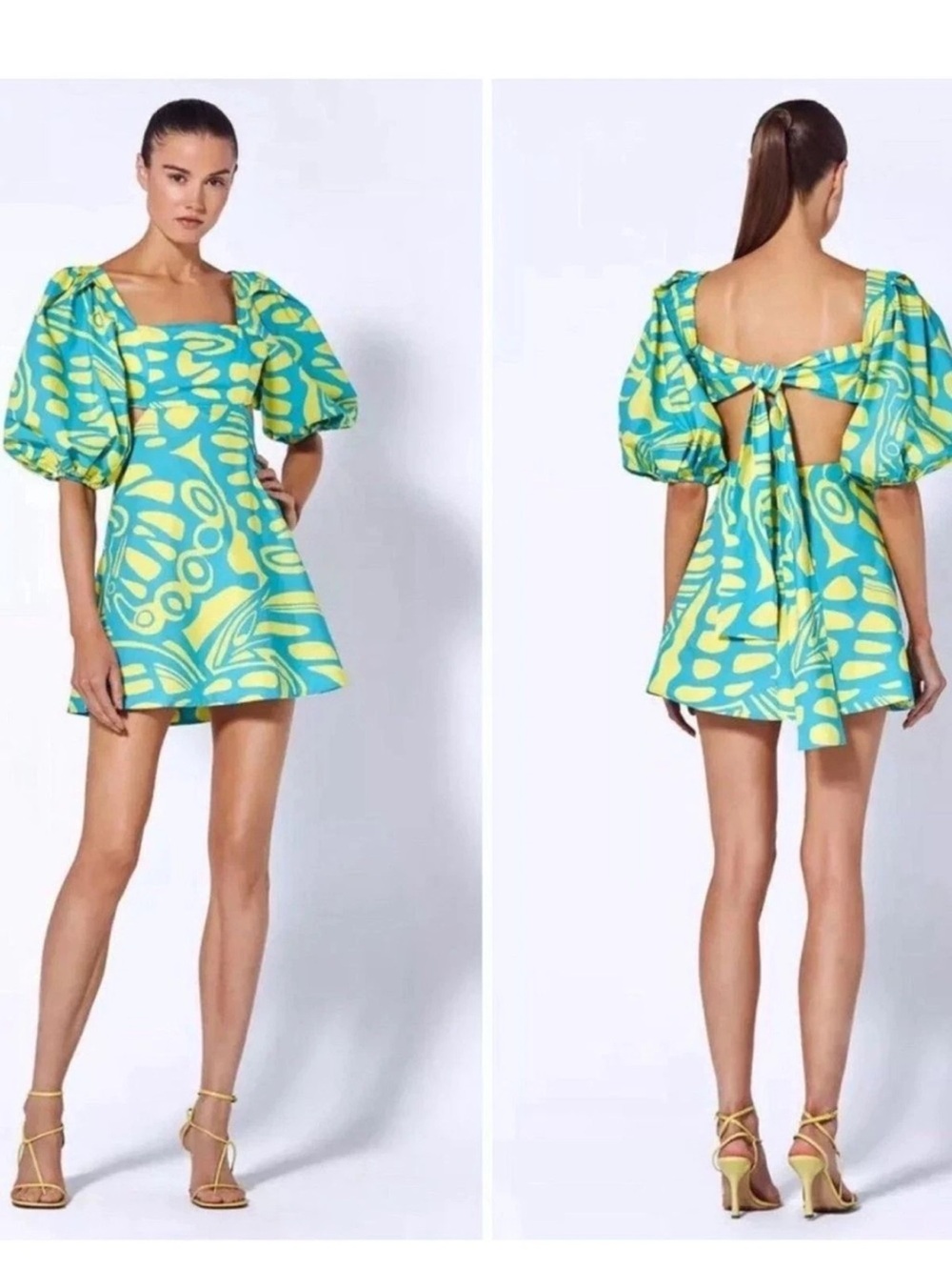 ALEXIS Bodhi Dress Puff Sleeve Mini
Turquoise and Yellow Sz XS